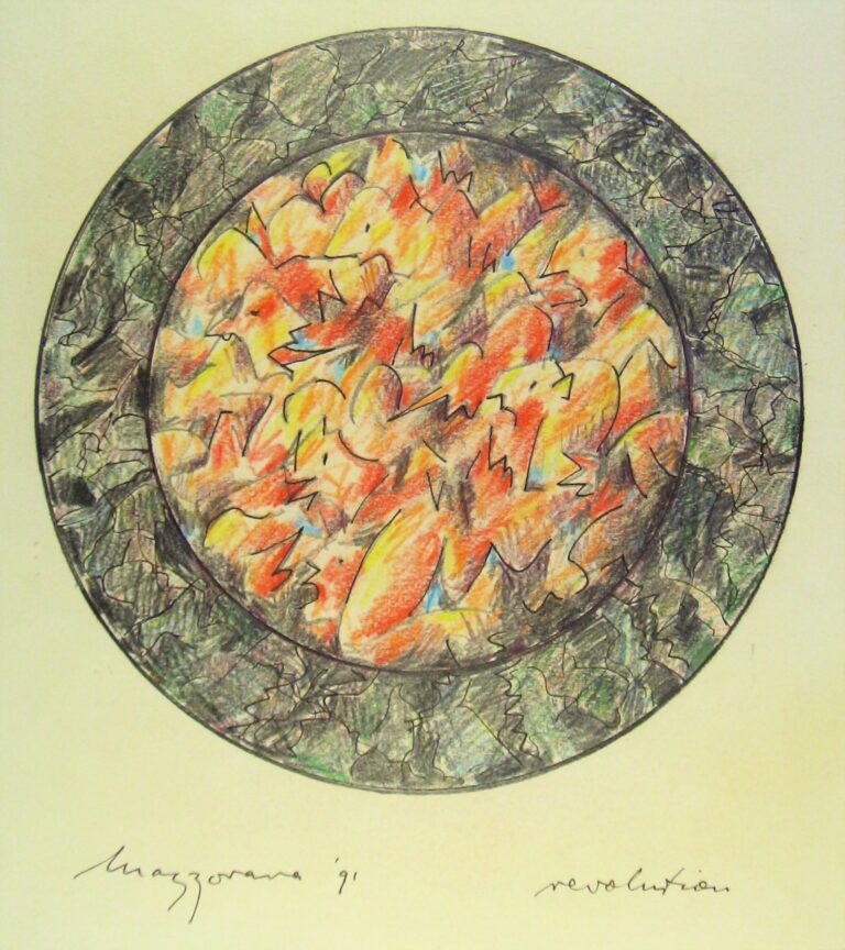 Revolution - Coloured pencil on paper 1991 by Mario Mazzorana