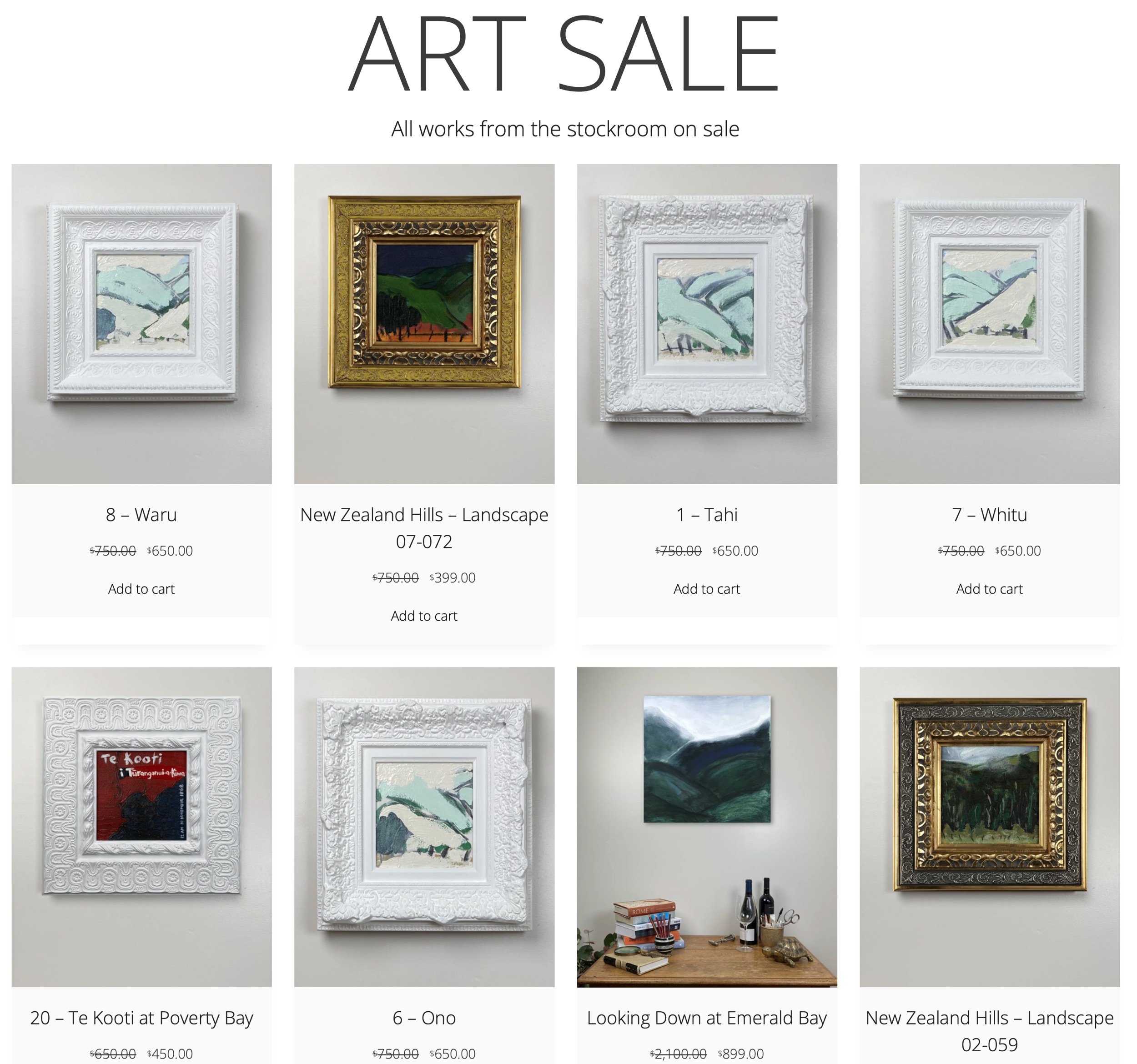 framed landscape paintings in an online shop