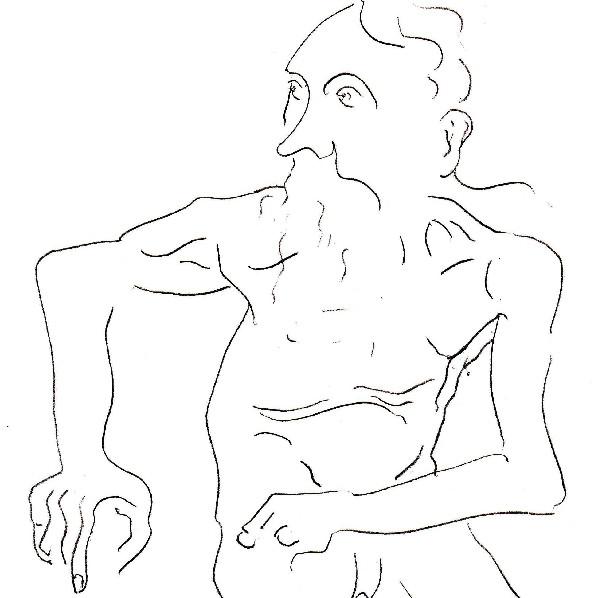 Charcoal drawing of old jack