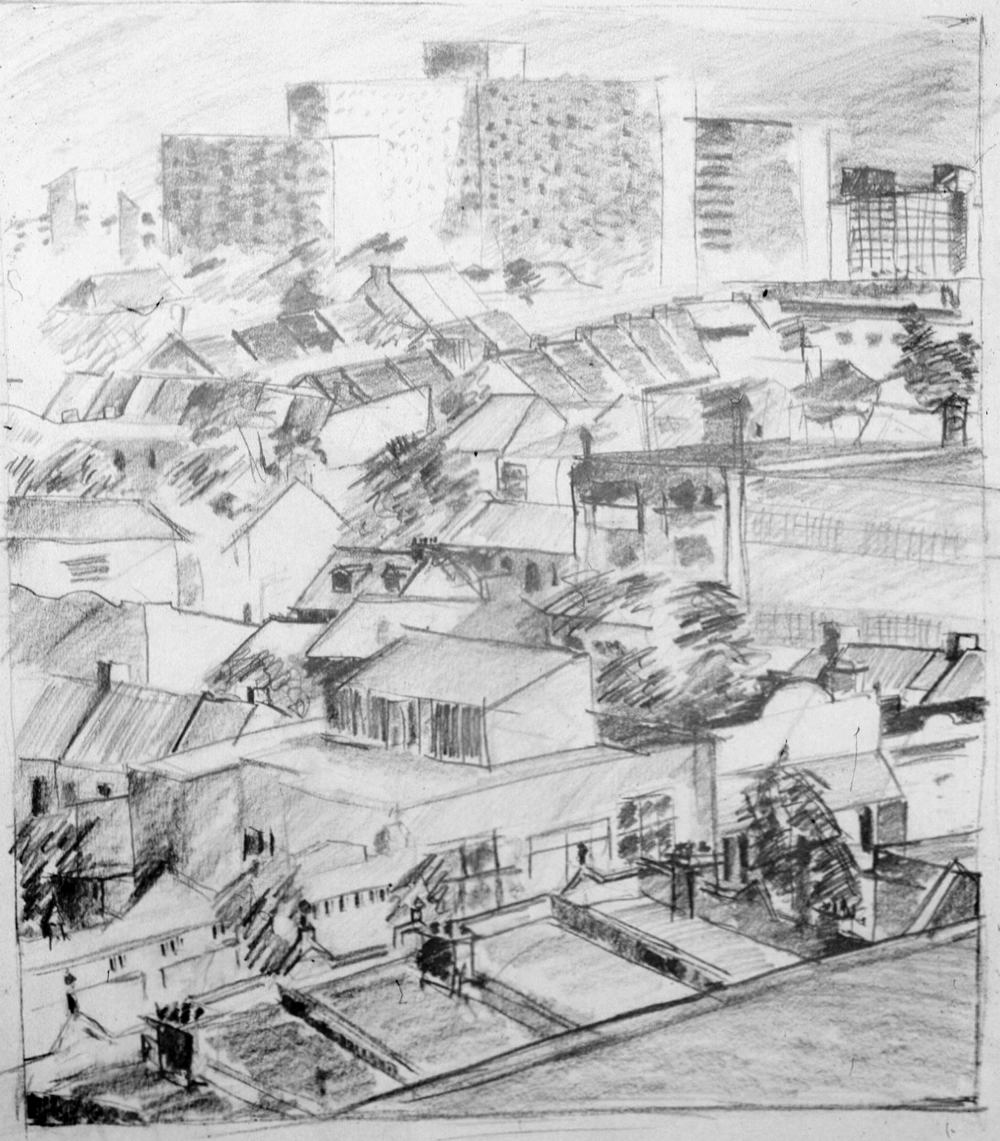 Drawing of Redfern roof-tops