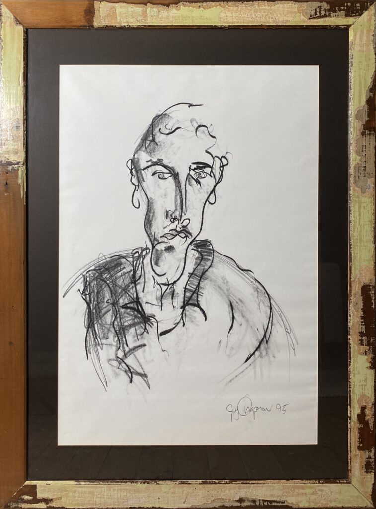 1995 Self Portrait 2 – Charcoal on Paper - Framed